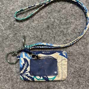 Vera Bradley Zip ID Case‎ Lanyard Blue Green Floral Keychain